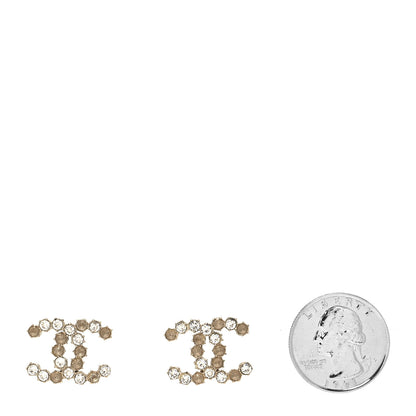 Chanel Crystal Poured Glass CC Earrings Gold Brown 2 of 4