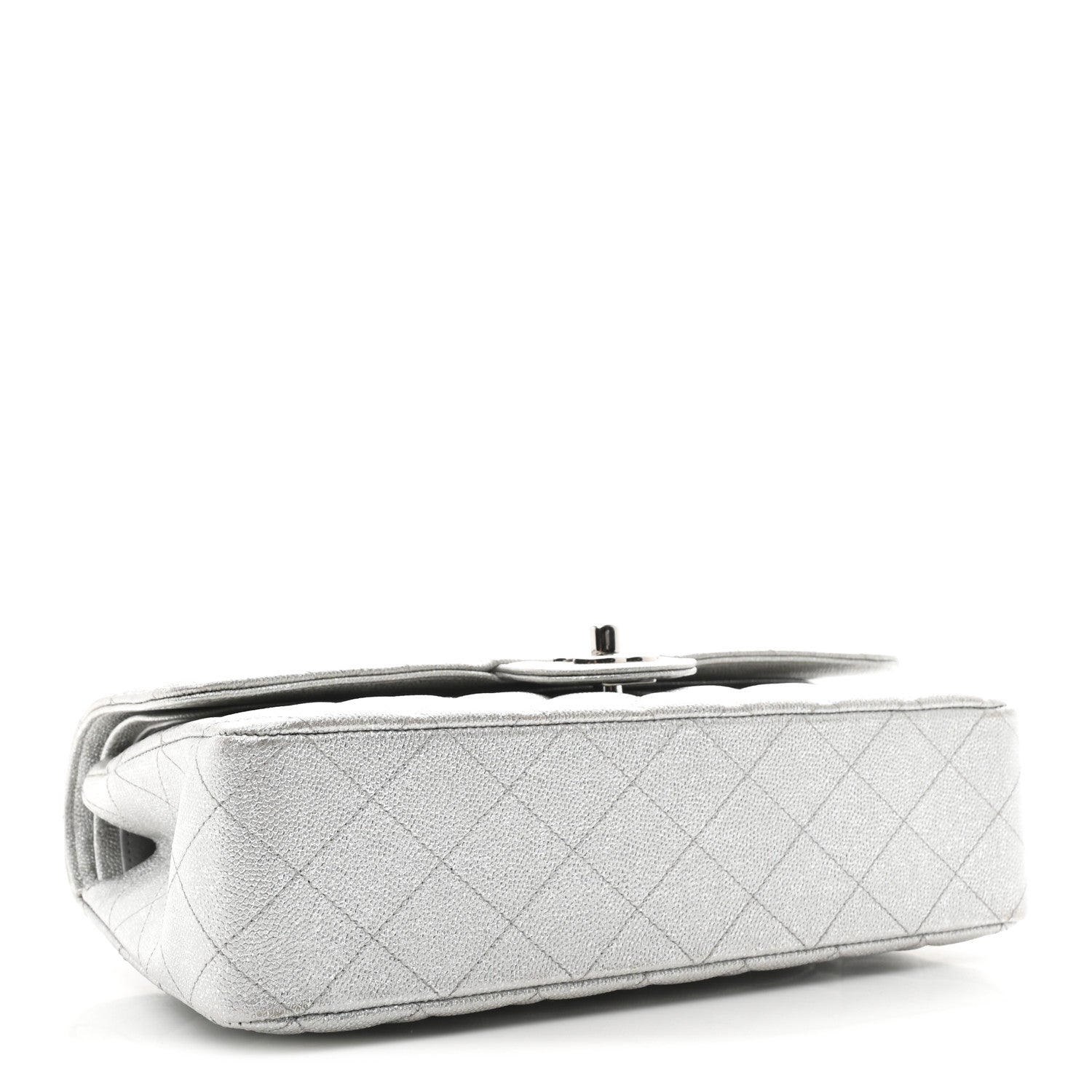 Chanel Glittered Metallic Caviar Quilted Medium Double Flap Silver 4 of 10