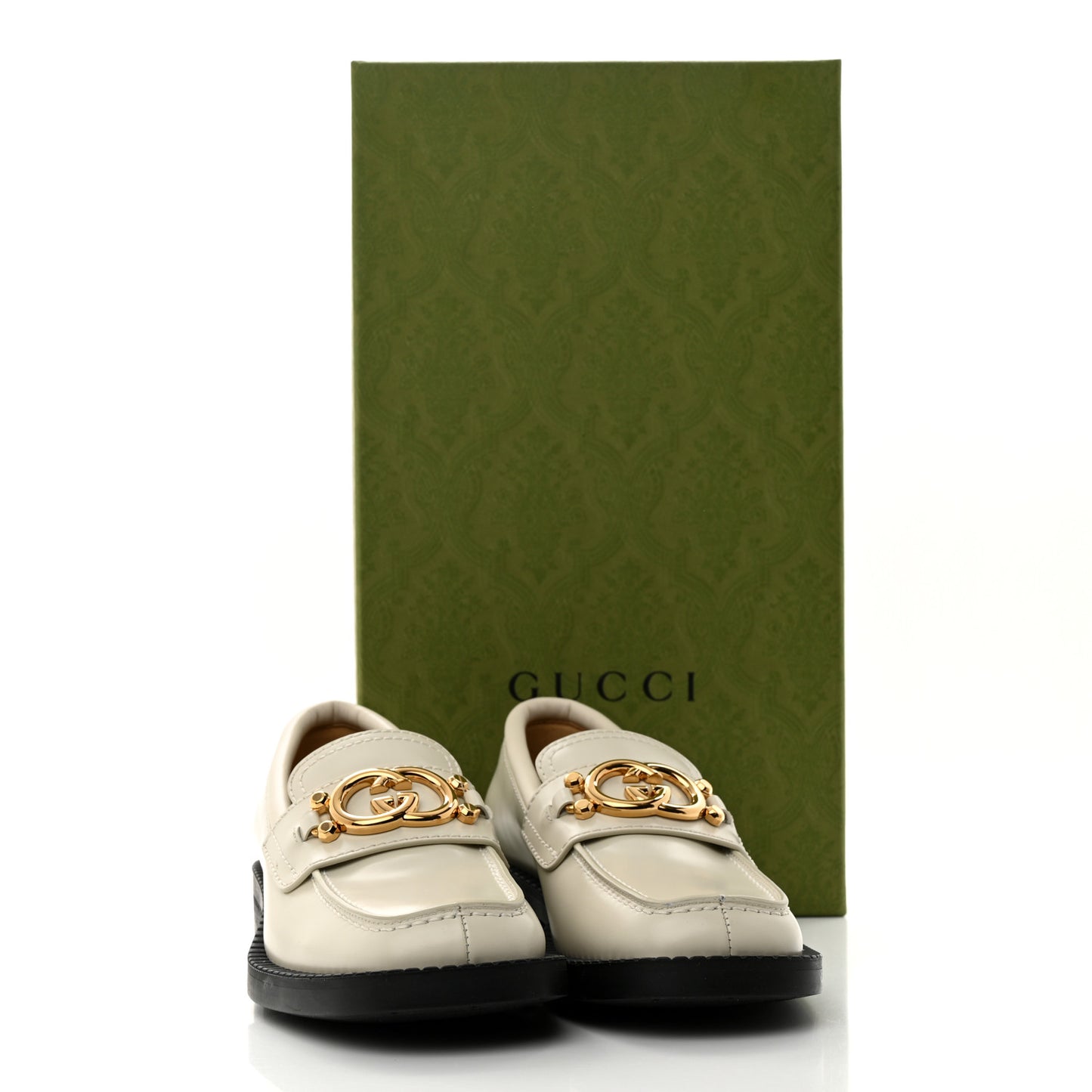 Spice Lux Nappa Samoa Interlocking G Loafers 36.5 Mystic White