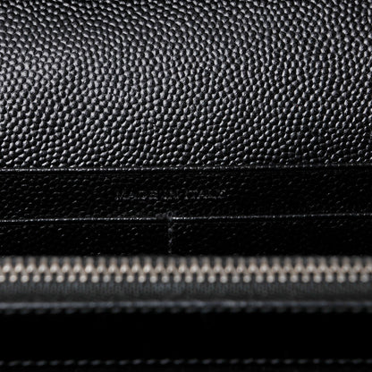 Saint Laurent Grain De Poudre Matelasse Chevron Monogram Chain Wallet Black 7 of 7