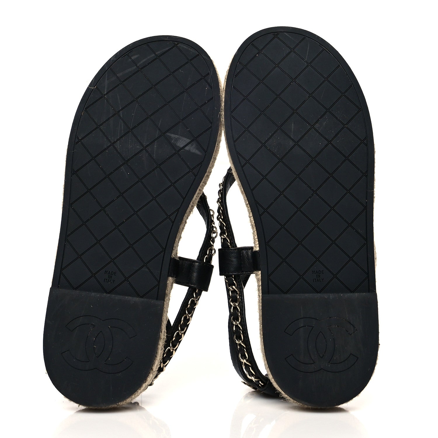 Chanel Lambskin Chain CC Thong Espadrille Sandals 40 Black 5 of 8