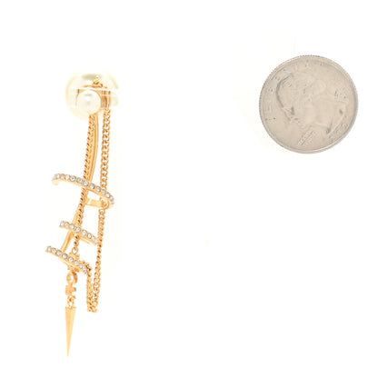 Christian Dior Metal Pearl Crystal Tribal Ear Cuff Gold White 2 of 4