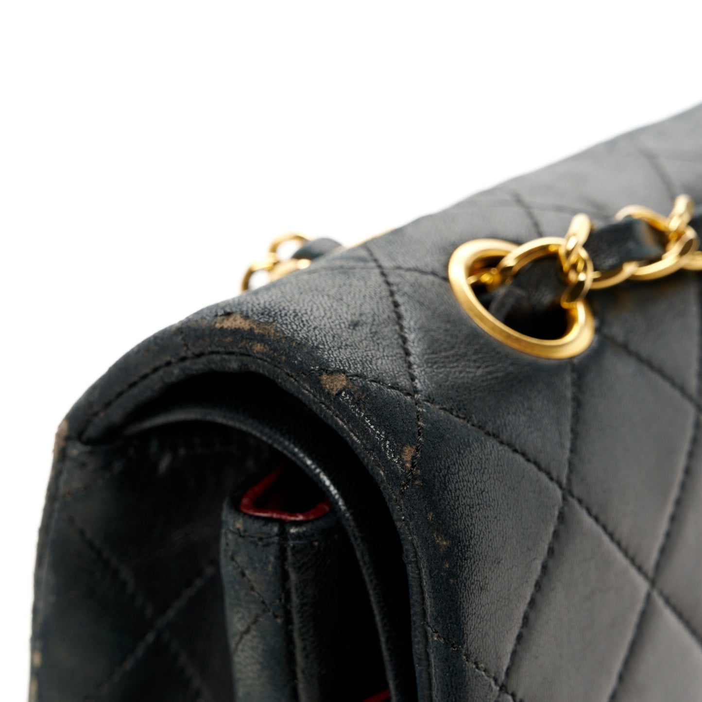 Lambskin Quilted Medium Double Flap Black