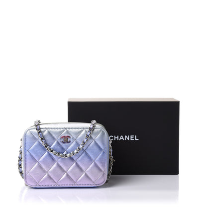 Chanel Gradient Metallic Calfskin Quilted Camera Bag Silver Blue Yellow Purple 10 of 10