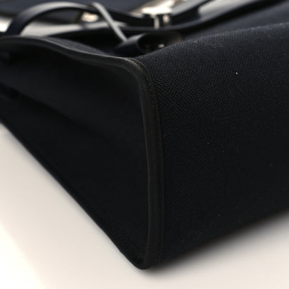 Hermes Military Toile Vache Hunter Herbag Zip PM 31 Black Bleu Indigo 9 of 10