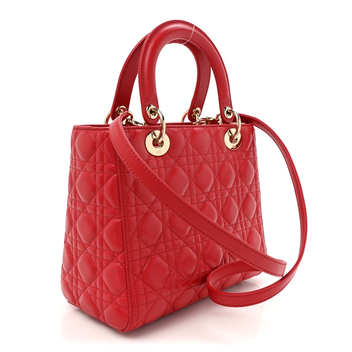 Lambskin Cannage Medium Lady Dior Red
