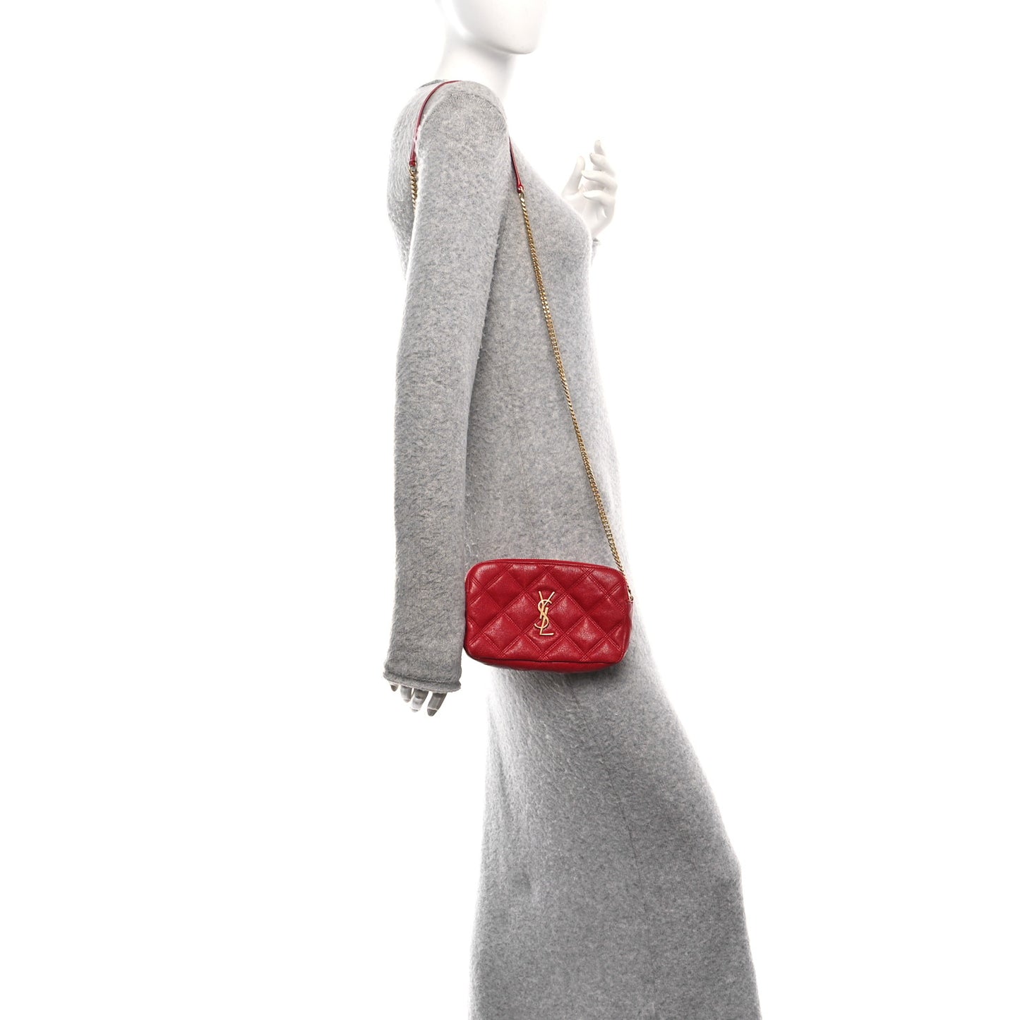 Grained Lambskin Quilted Mini Becky Double Zip Bag Rouge Eros
