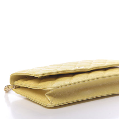 Chanel Iridescent Caviar Quilted Wallet on Chain WOC Yellow 10 of 12