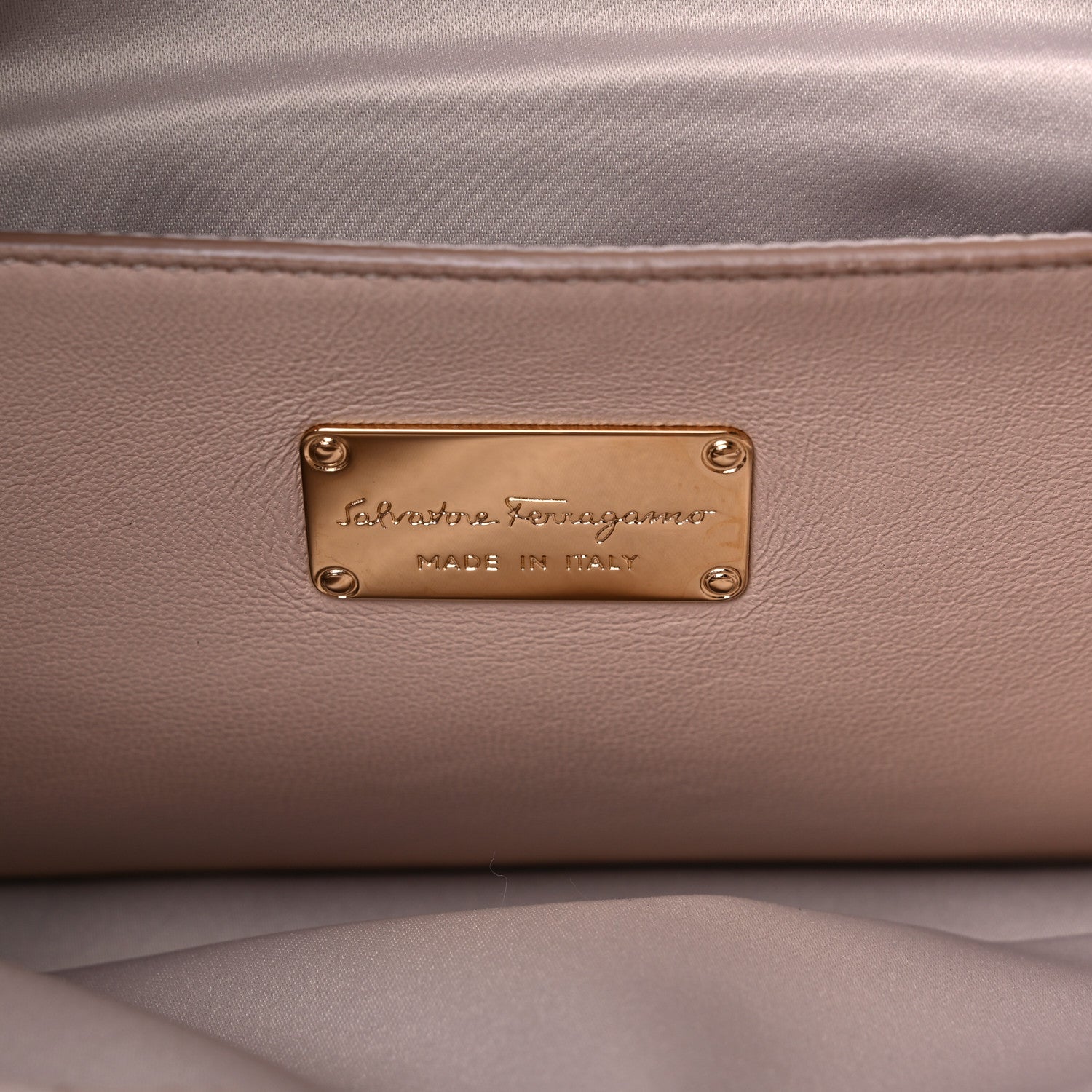 Salvatore Ferragamo Calfskin Chevron Quilted Vara Bow Chain Tote Light Pink 6 of 13