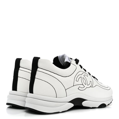 Chanel Cotton Womens CC Sneakers 41 White Black 5 of 9