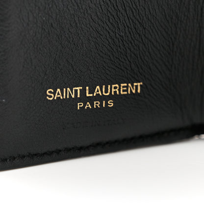 Saint Laurent Grain De Poudre Matelasse Chevron Monogram Tiny Wallet Black 6 of 6