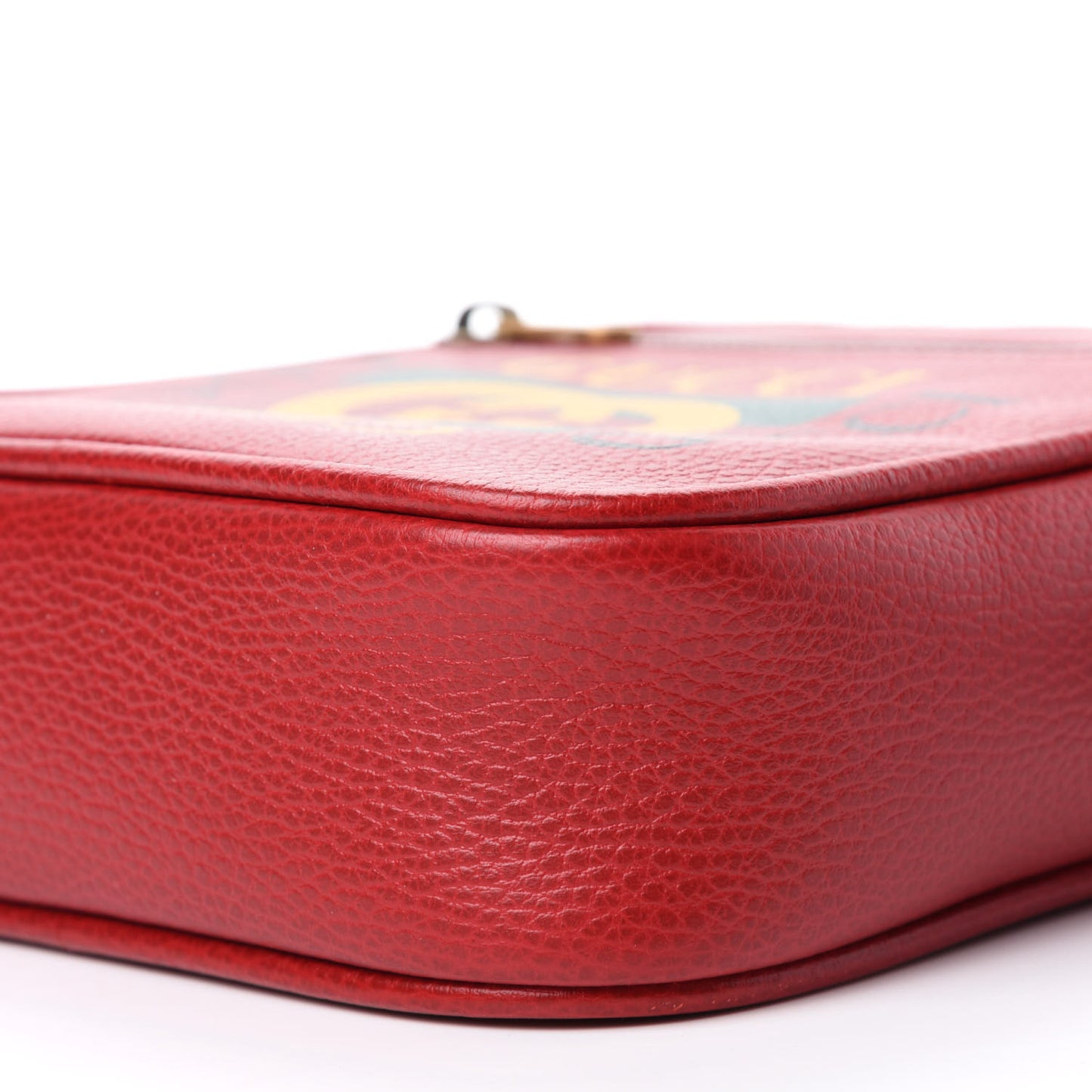 Grained Calfskin Logo Messenger Bag Hibiscus Red