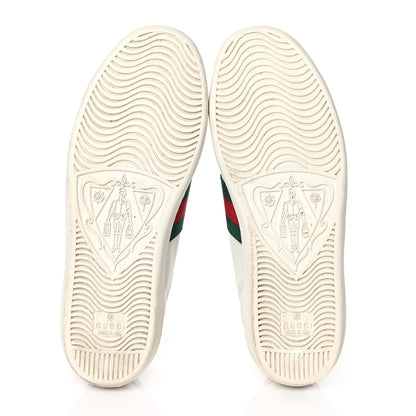 Gucci Calfskin Web Bee Embroidered Womens Ace Sneakers 37 White 6 of 10