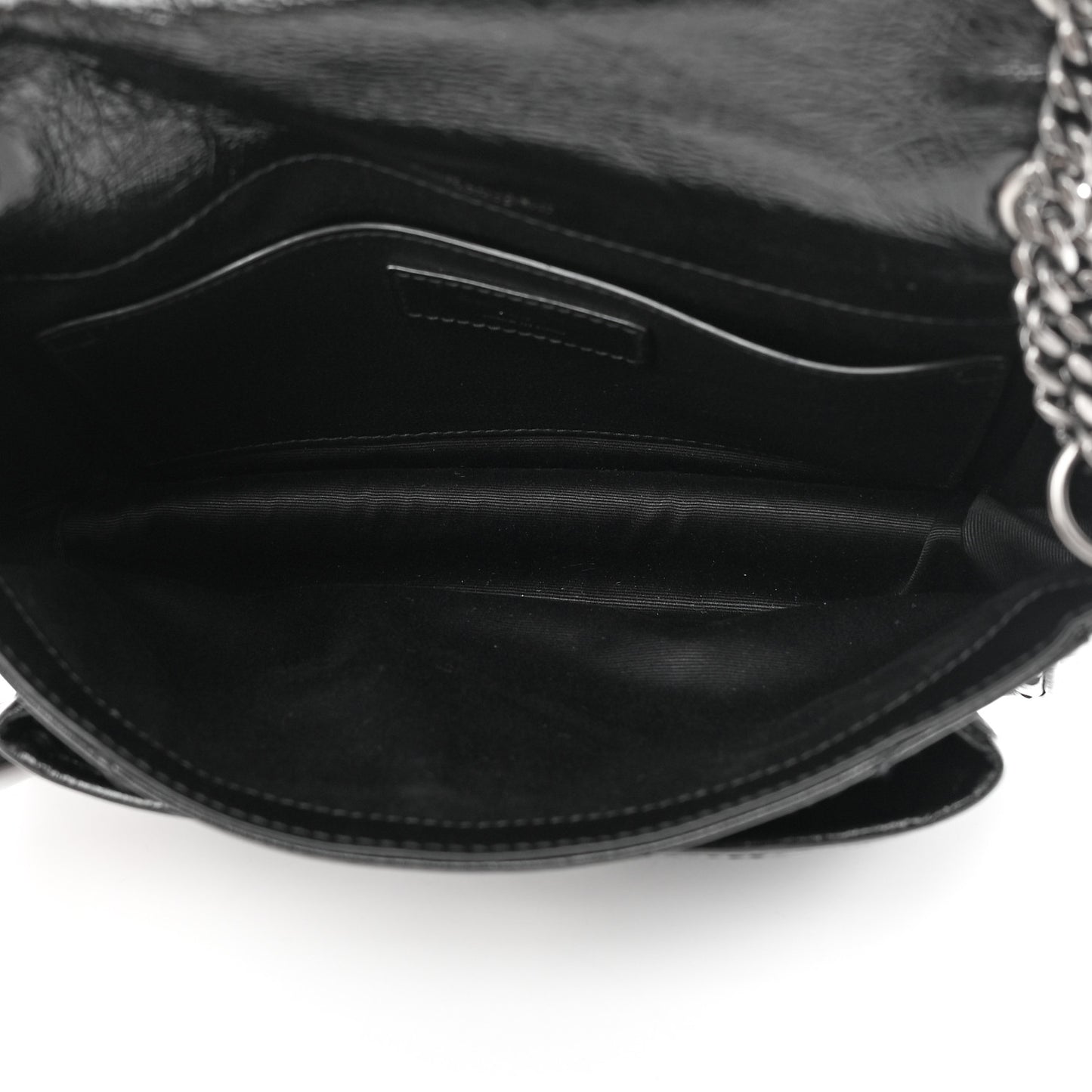 Crinkled Lambskin Matelasse Monogram Baby Niki Chain Satchel Black