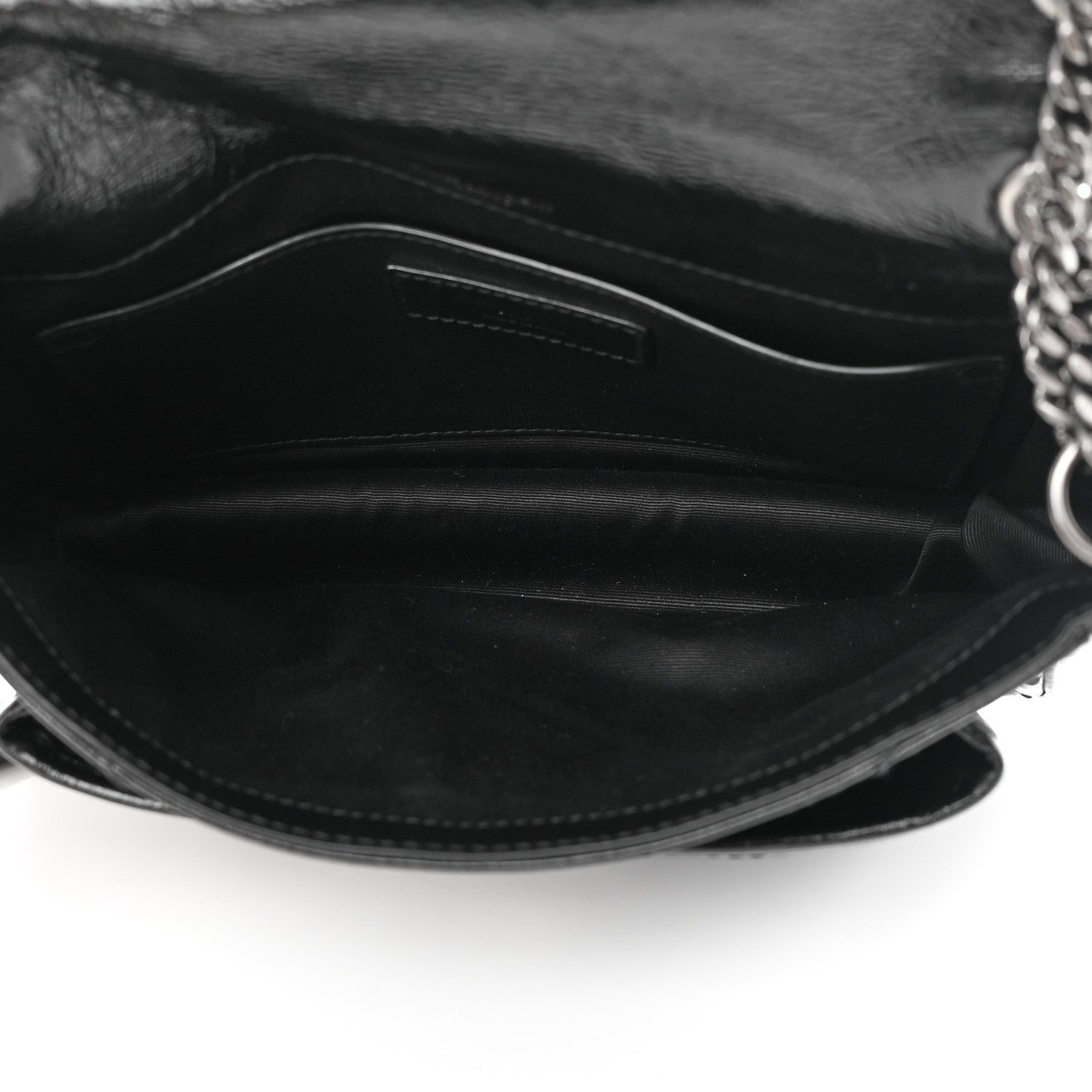 Saint Laurent Crinkled Lambskin Matelasse Monogram Baby Niki Chain Satchel Black 5 of 11