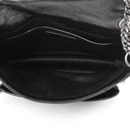Saint Laurent Crinkled Lambskin Matelasse Monogram Baby Niki Chain Satchel Black 5 of 11