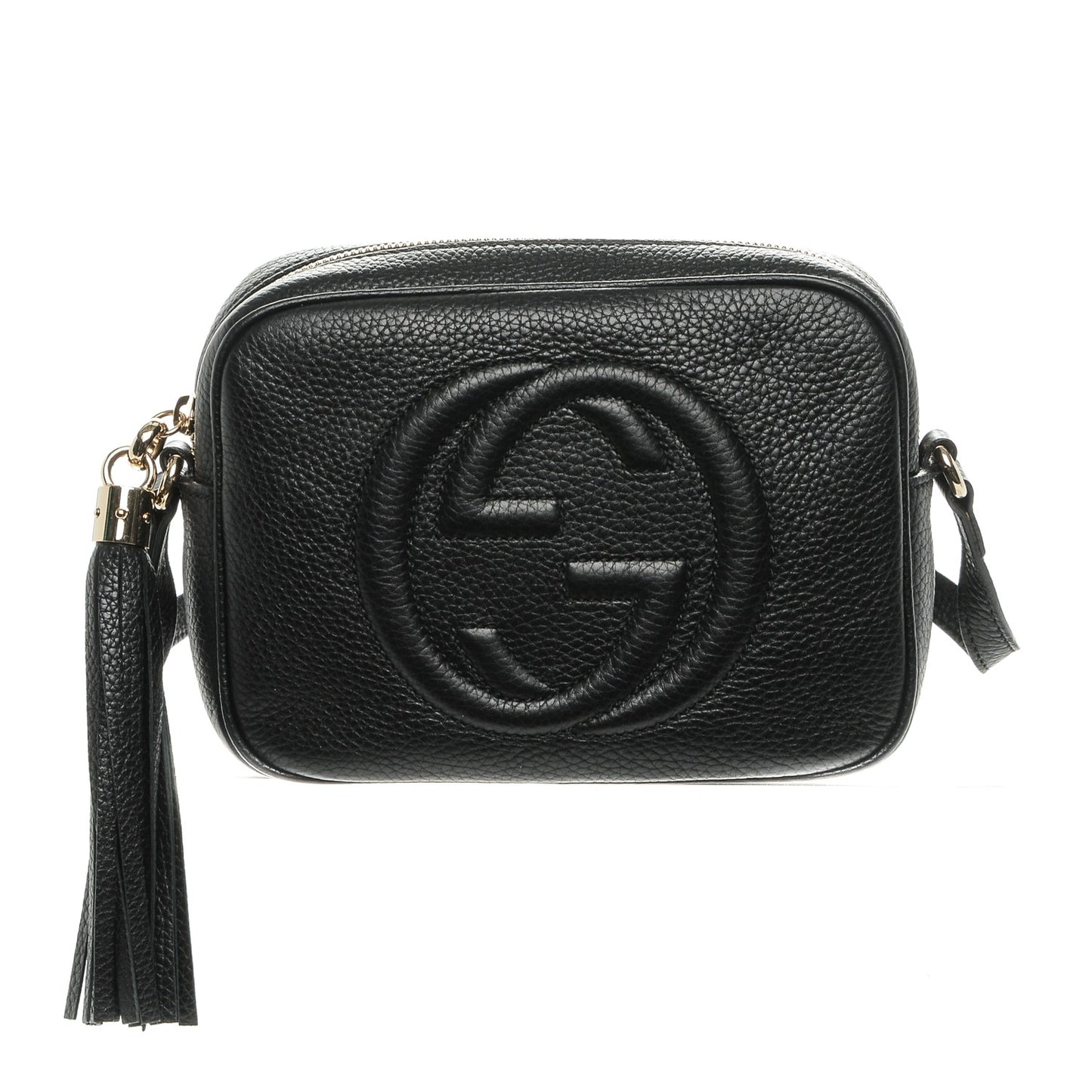 Pebbled Calfskin Small Soho Disco Bag Black
