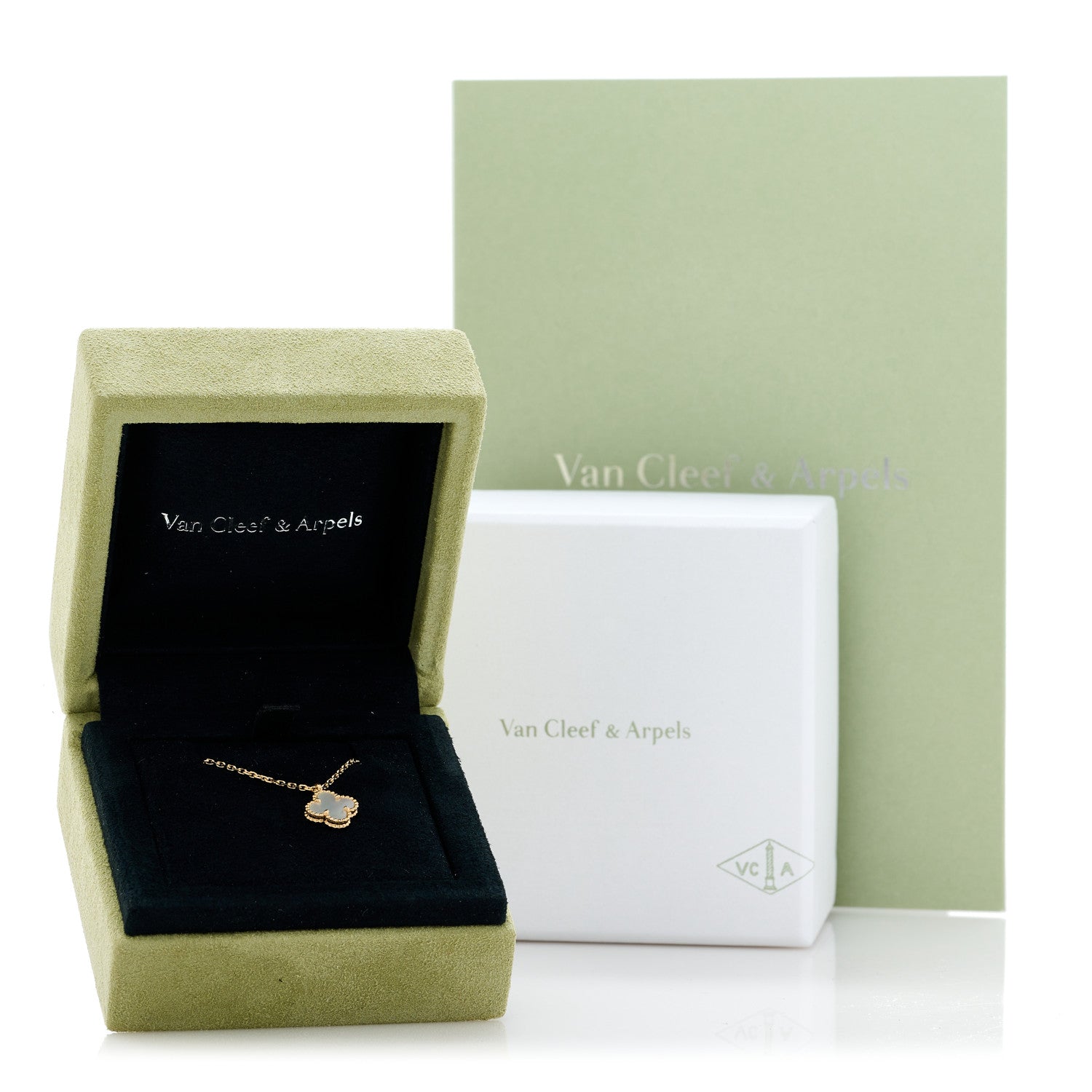 Van Cleef & Arpels 18K Yellow Gold Mother of Pearl Sweet Alhambra Pendant Necklace 5 of 5