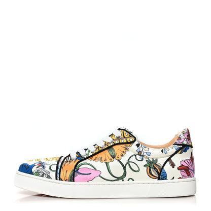 Christian Louboutin Calfskin Vieira Print Womens Orlato Flat Sneakers 40 White Multicolor 1 of 8