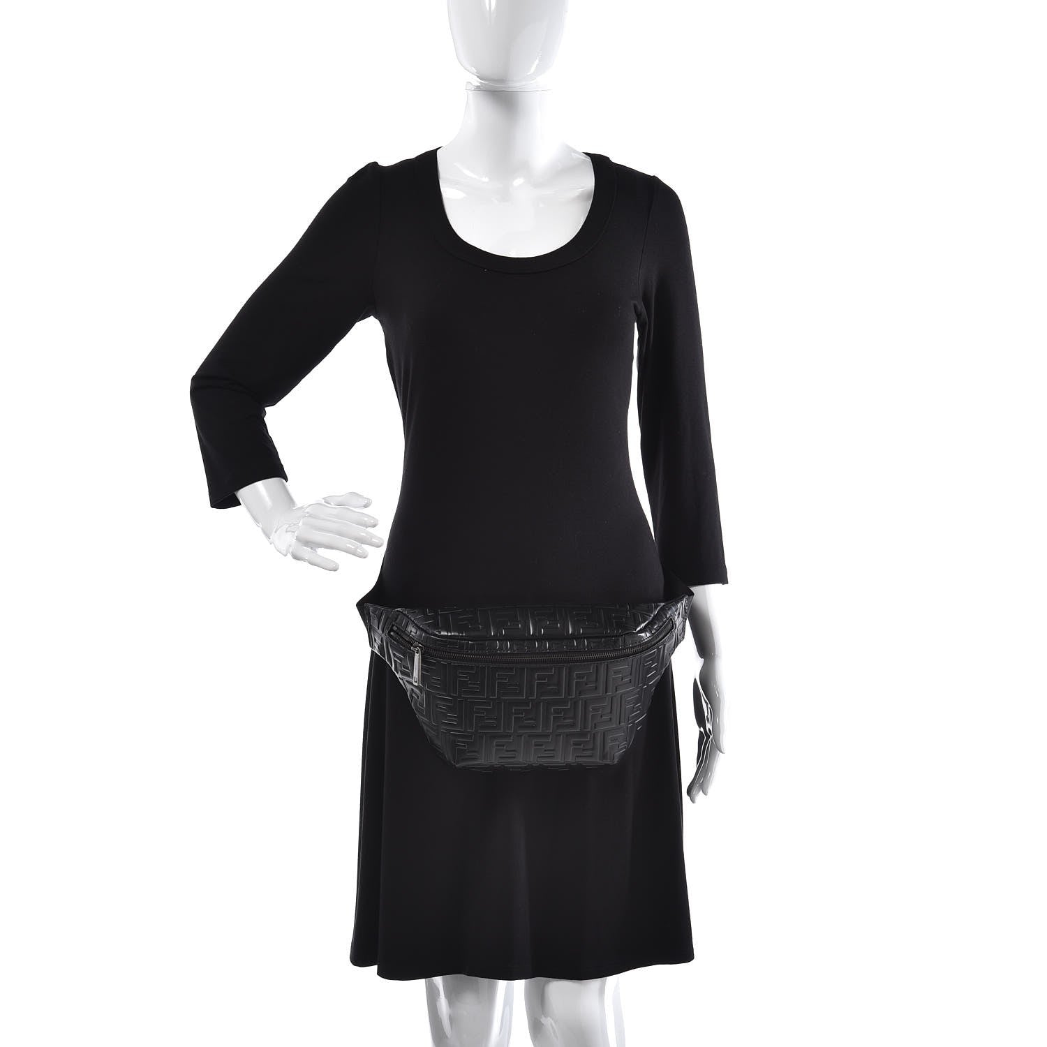 Fendi Vitello Century FF 1974 Embossed Belt Bag Black 2 of 7