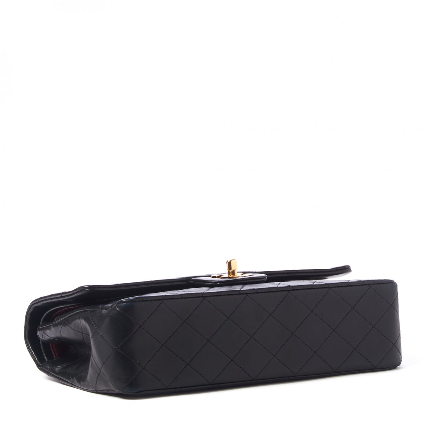 Lambskin Quilted Medium Double Flap Black