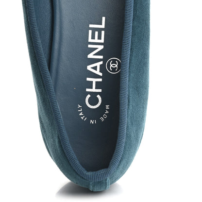 Chanel Velvet Cap Toe Ballerina Flats 39.5 Blue 7 of 11