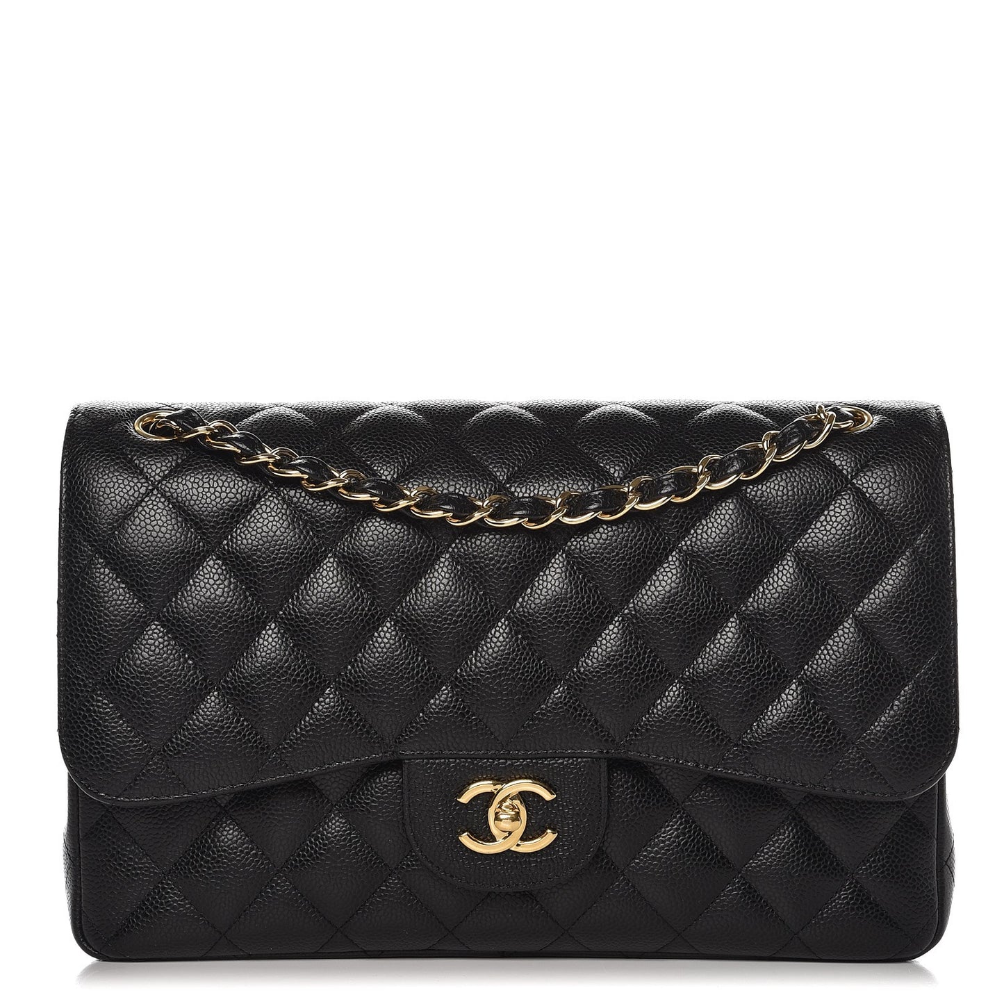 Caviar Quilted Jumbo Double Flap Black