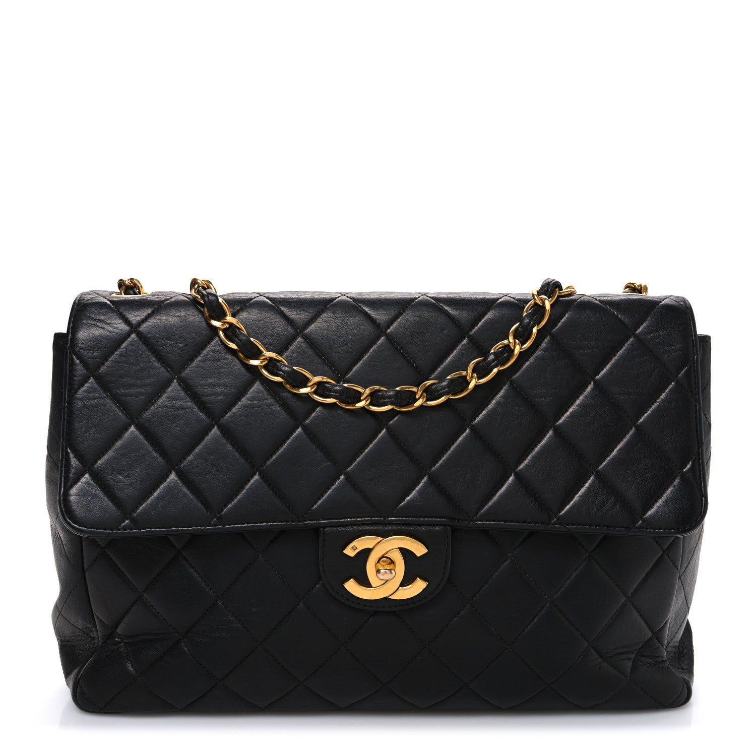 Chanel Lambskin Quilted Jumbo Single Flap Black 1 of 13