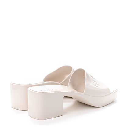 Gucci Rubber Gucci Logo Womens Platform 20/60mm Slide Sandals 41 Mystic White 3 of 4