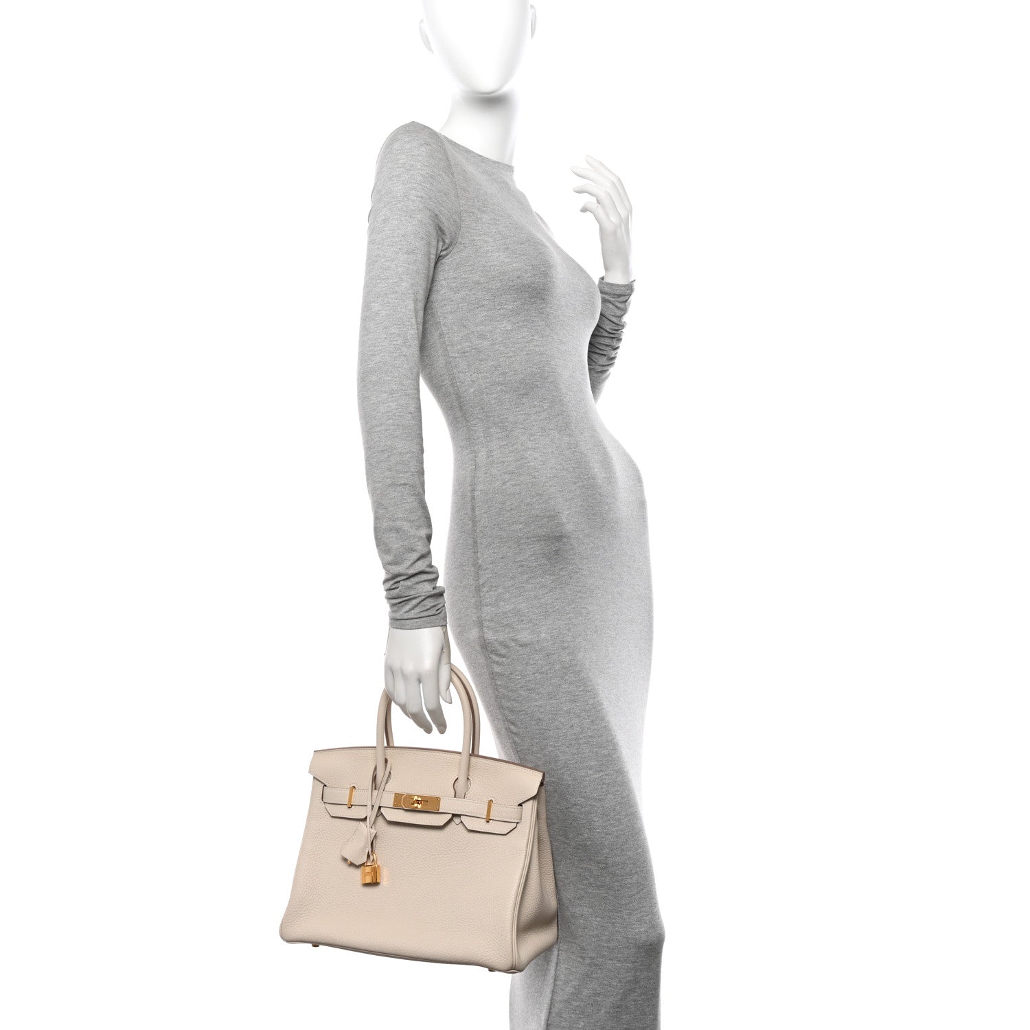 Hermes Taurillon Clemence Birkin 30 Craie 2 of 14