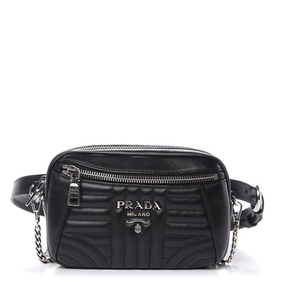 Prada Soft Calfskin Impunture Diagramme Belt Bag Black 1 of 9