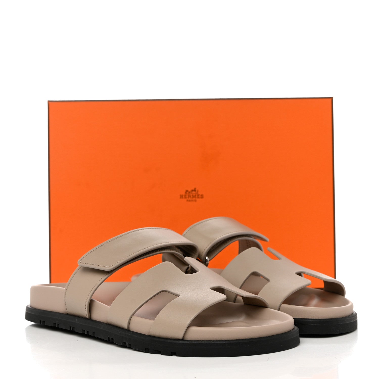 Hermes Calfskin Womens Chypre Sandals 37 Beige Mastic 9 of 9