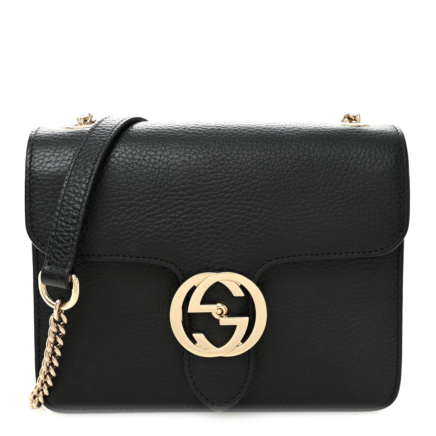 Gucci Dollar Calfskin Small Interlocking G Shoulder Bag Black 1 of 10