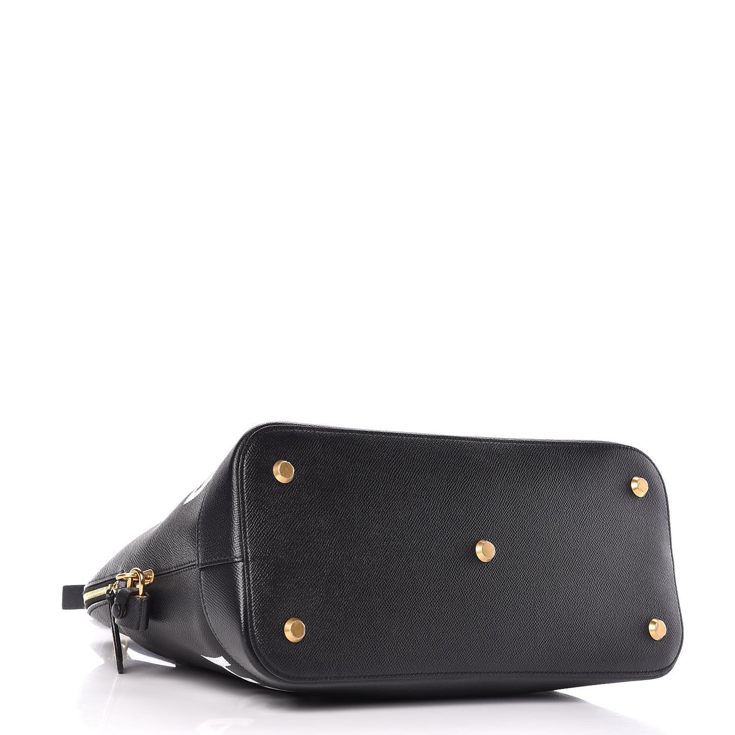 Signature Grained Calfskin Logo M Ville Top Handle Bag Black
