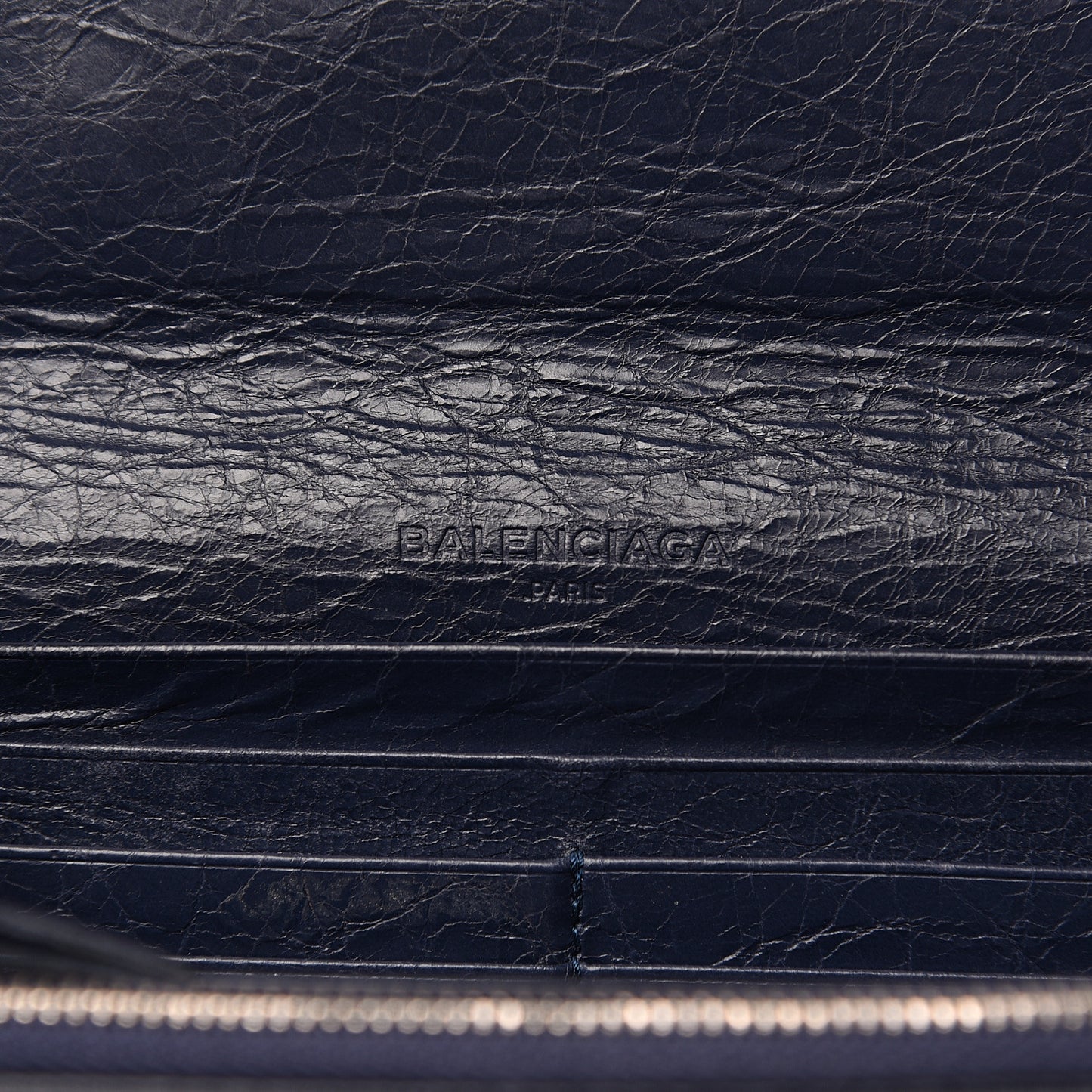 Agneau Classic Silver Hardware Money Wallet Bleu Obscur