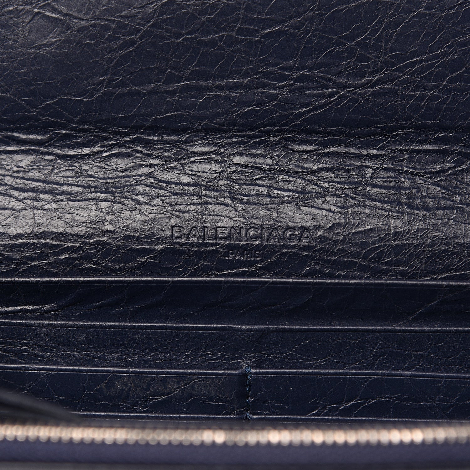 Balenciaga Agneau Classic Silver Hardware Money Wallet Bleu Obscur 5 of 7