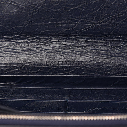 Balenciaga Agneau Classic Silver Hardware Money Wallet Bleu Obscur 5 of 7