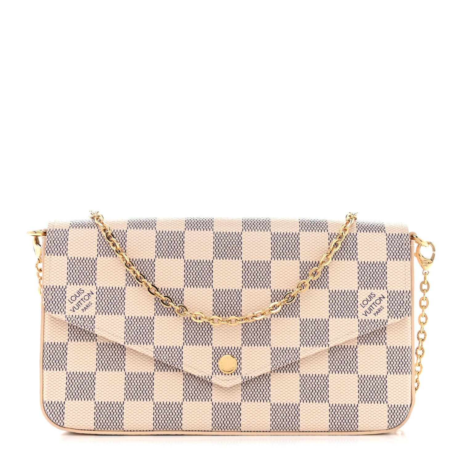 Louis Vuitton Damier Azur Pochette Felicie Chain Wallet Rose Ballerine 1 of 10
