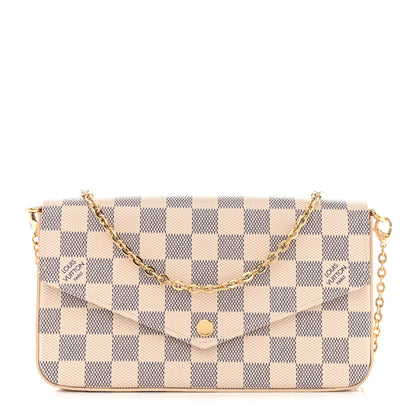 Louis Vuitton Damier Azur Pochette Felicie Chain Wallet Rose Ballerine 1 of 10