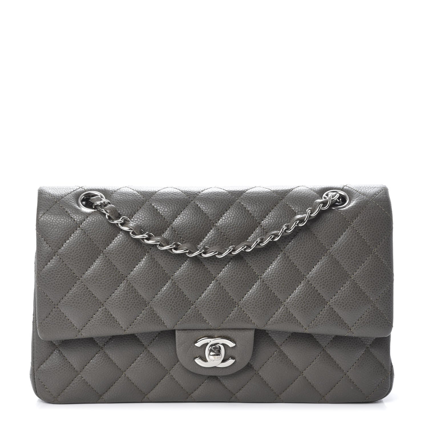 Chanel Caviar Quilted Medium Double Flap Grey 1 of 10
