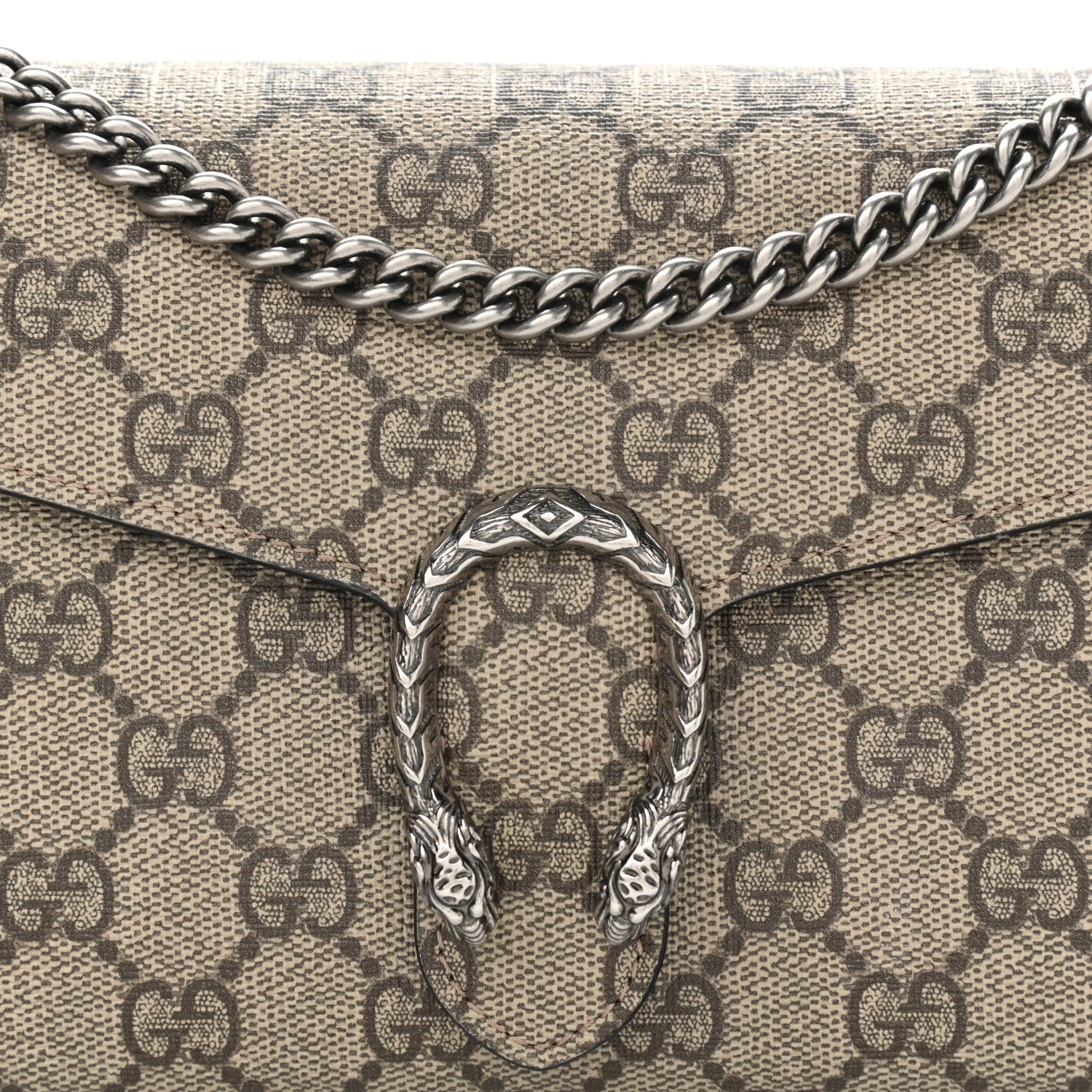 Gucci GG Supreme Monogram Mini Dionysus Chain Wallet Beige Black 8 of 10