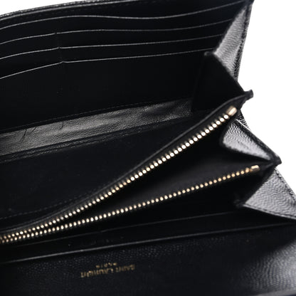 Saint Laurent Grain De Poudre Matelasse Chevron Monogram Flap Wallet Black 5 of 7