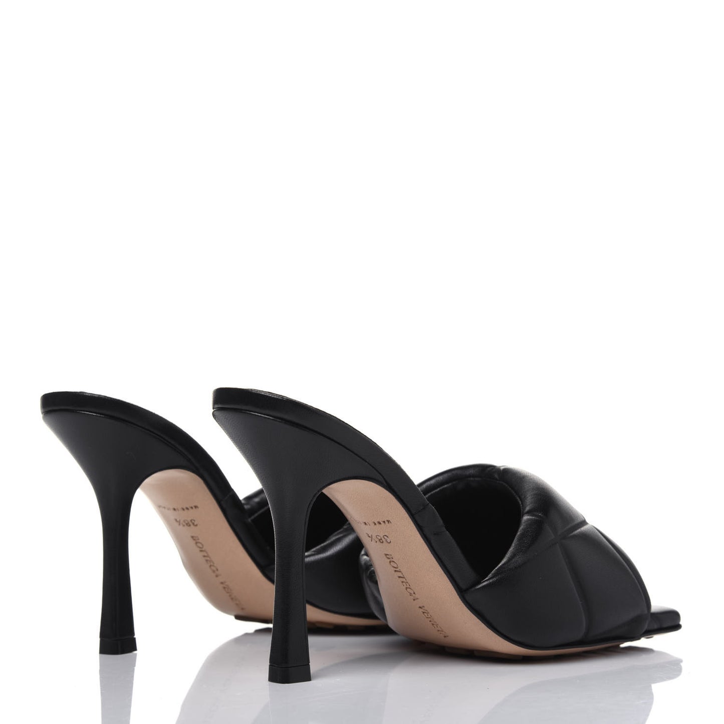 Nappa Quilted Rubber Lido Mule Sandals 38.5 Black