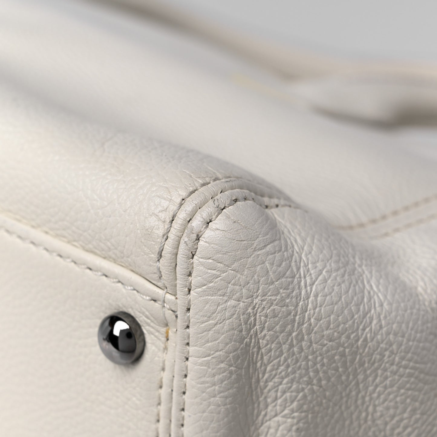 Calfskin Mademoiselle Lock Cerf Executive Shopper Tote White