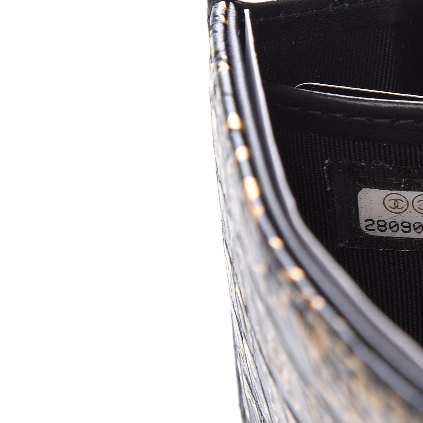 Calfskin Crocodile Embossed Graffiti 2.55 Cocodile Reissue Long Flap Black Gold