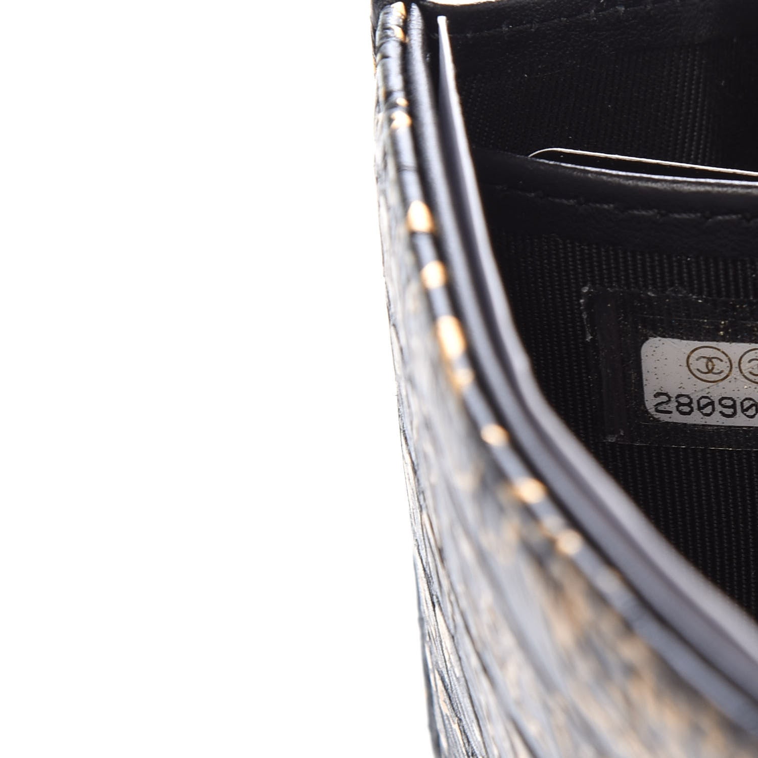 Chanel Calfskin Crocodile Embossed Graffiti 2.55 Cocodile Reissue Long Flap Black Gold 7 of 10