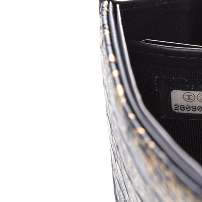 Chanel Calfskin Crocodile Embossed Graffiti 2.55 Cocodile Reissue Long Flap Black Gold 7 of 10