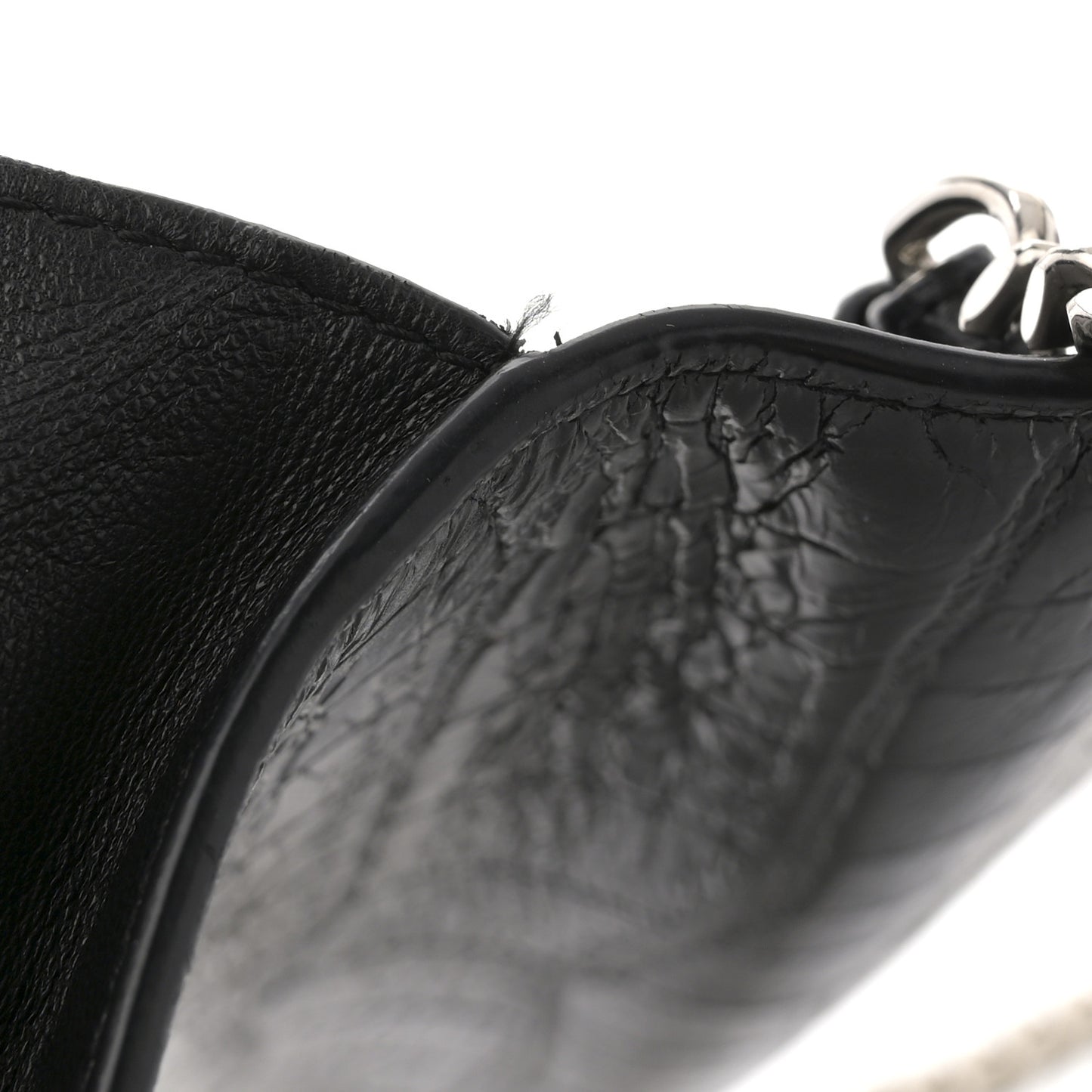 Crocodile Embossed Calfskin Monogram Chain Wallet Black