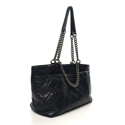Chanel Calfskin Quilted Small Shopping In Chains Tote Black 3 of 14