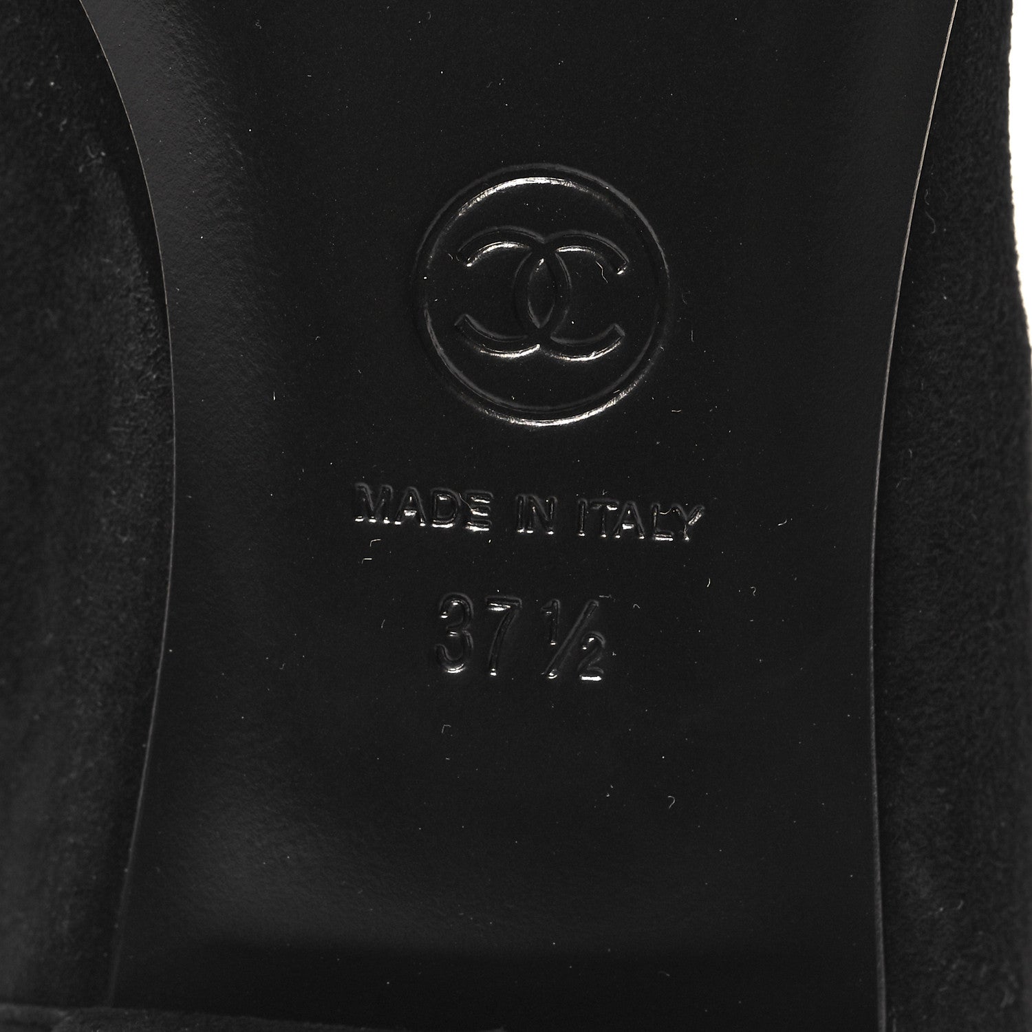Chanel Kid Suede CC Grosgrain Moccasin Loafers 37.5 Black 7 of 9